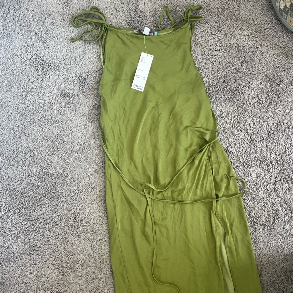 Green Maxi Silk Dress